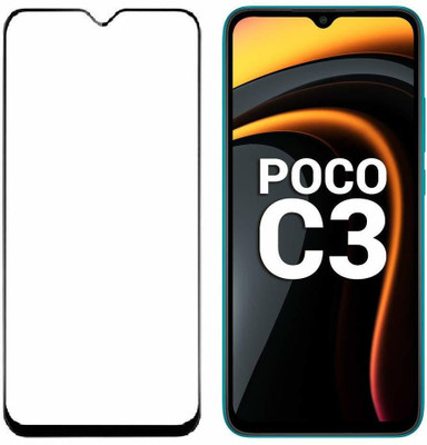 HOBBYTRONICS Edge To Edge Tempered Glass for POCO C3(Pack of 1)