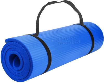 Fitness Mantra 6MM Anti Skid Yoga , Exercise & Gym Mat with Strap Blue 6 mm Yoga Mat
