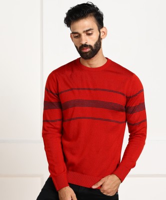 NUMERO UNO Woven Round Neck Casual Men Red Sweater