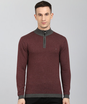 KILLER Striped High Neck Casual Men Red, Grey Sweater