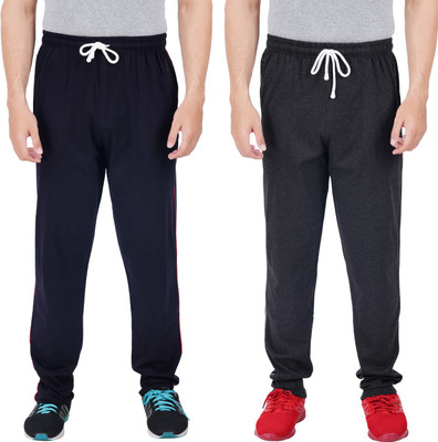FEEL TRACK Solid Men Dark Blue, Grey Track Pants