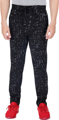 FEEL TRACK Printed Men Black Track Pants