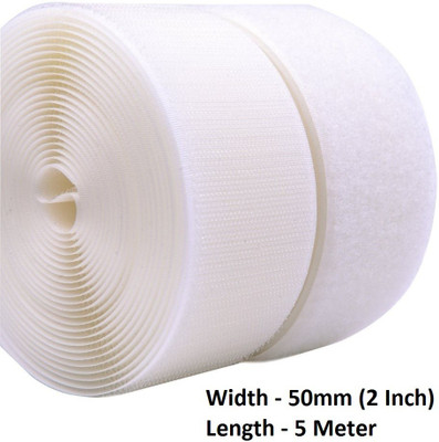 Cryonics India Hook and Loop Fastening Stick Grip Sew-on Velcro(White)