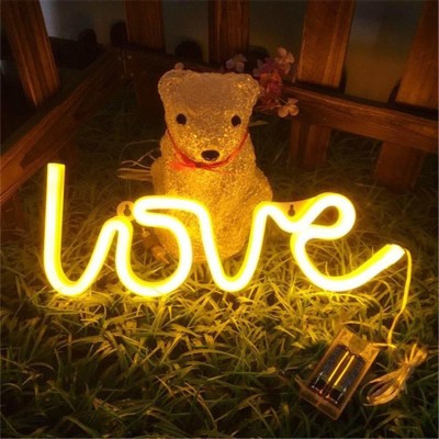KUNYA Love LED Neon Signs for Wall Decor, USB Wire,Night Lights Lamps Wall Art Decor Night Lamp(11 cm, Warm White)