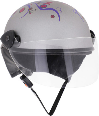 Sage Square Multi-Purpose Half Helmet Motorbike Helmet For Unisex Adult Motorsports Helmet(Silver Matte Blue Sticker)