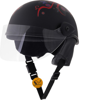 Sage Square Adjustable Junior Helmet Kids Child Safety & Comfort (3-12 Yrs) Black Matte decal Motorbike Helmet(Black)