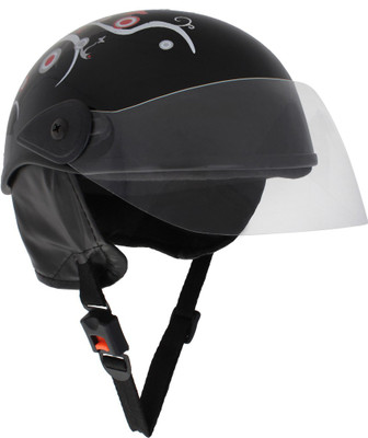 Sage Square Multi-Purpose Half Helmet Motorsports Helmet(Black Glossy Red Decal)