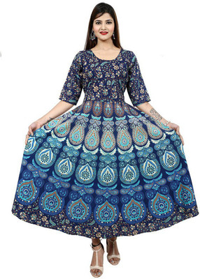 Drashti Textiles Anarkali Gown(Blue)