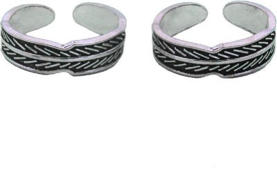 LBV LA BELLE VIE Rhodium Plated Leaf Cut Design Silver Oxidised Toe Ring Silver, Sterling Silver Rhodium Plated Toe Ring