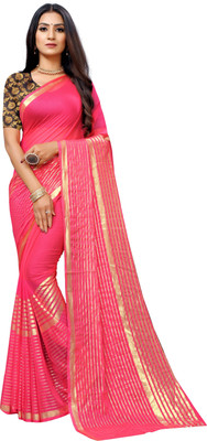 Aardiva Printed, Digital Print Bollywood Chiffon Saree(Pink)