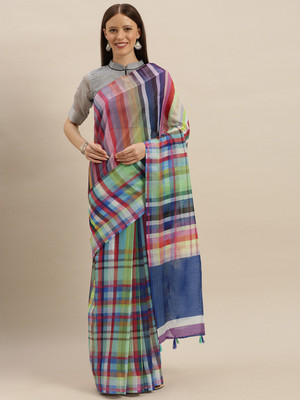 Shavya Striped Bollywood Linen Saree(Multicolor)