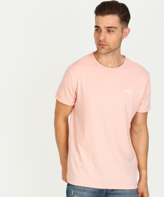 TOMMY HILFIGER Solid Men Round Neck Pink T-Shirt