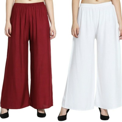 Fashion Gallery Relaxed Women White, Maroon Trousers