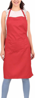 7 CLOUDS INDIA Cotton Home Use Apron - Free Size(Red, Single Piece)