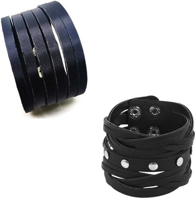 VellaFashion Leather Bracelet Set(Pack of 2)