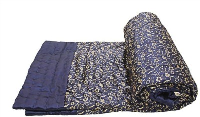 Mahadev Handicrafts Floral Single Quilt for  Heavy Winter(Silk, Blue)