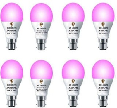 mg lights 5 W Arbitrary B22 LED Bulb(Pink, Pack of 8)