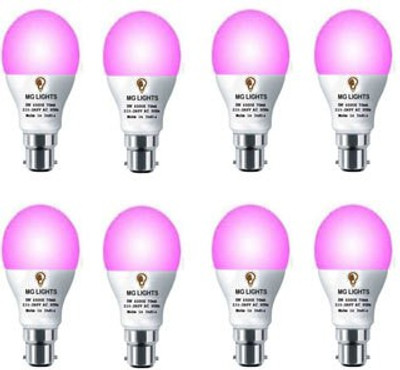 mg lights 5 W Basic Arbitrary B22 LED Bulb(Pink, Pack of 8)
