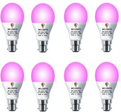 mg lights 5 W Arbitrary B22 LED Bulb(Pink, Pack of 8)