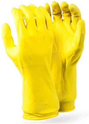 MODERNWONANIYA Yellow rubber gloves -4 Pair Rubber, Latex Safety Gloves Wet and Dry Glove Set(Free Size Pack of 4)