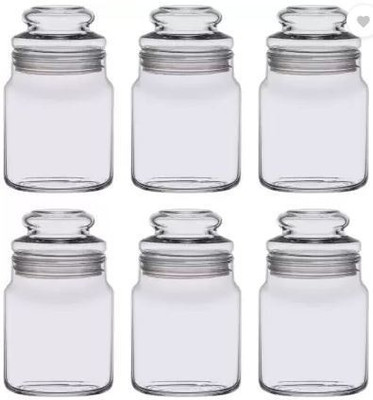 Eleven Pi Glass Tea Coffee & Sugar Container  - 100 ml(Pack of 6, White)