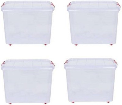 JM SELLER Plastic Grocery Container  - 25 L(Pack of 4, Clear)