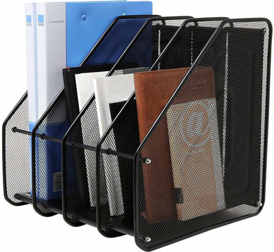 RAIYARAJ 4 Compartments Metal file rack(Black)