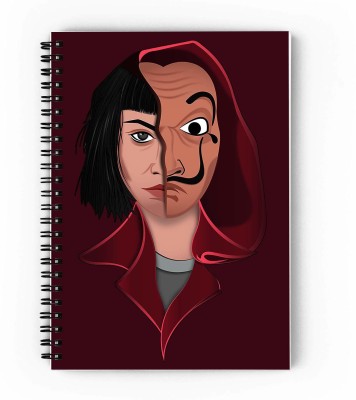 epheriwala Money Heist Tokyo Vector Art A5 Notebook Unruled 160 Pages(Maroon)