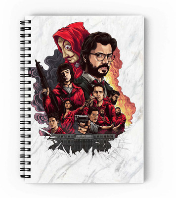 epheriwala Money Heist Vector Art A5 Notebook Ruled 160 Pages(White)