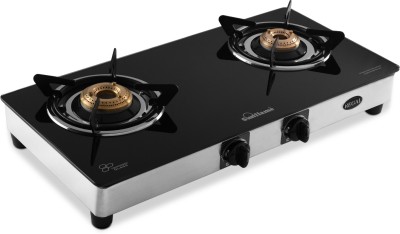 Sunflame LPG STOVE GT 2B REGAL SS Glass, Stainless Steel Manual Gas Stove(2 Burners)