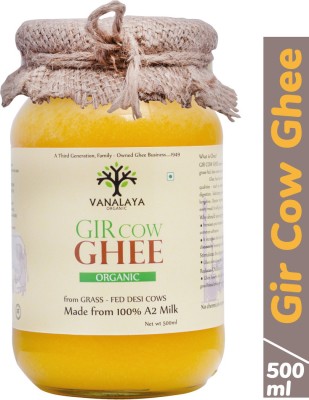 Vanalaya A2 Gir Cow Ghee, pure desi ghee made from traditional bilona method Ghee 500 ml Glass Bottle