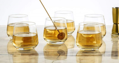 K AND D BROTHERS (Pack of 6) Wine and Whiskey Glass, 390 ml with Multi-Purpose Beverage Drinking Transparent Glass Water and Juice Tumbler Glass Set Whisky Glass(390 ml, Glass, Clear)