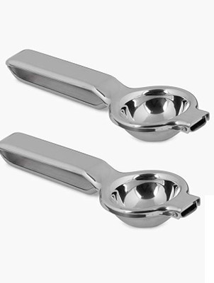 Country hub Steel Stainless Steel Lemon Squeezer Juicer Presser Nimbu Nichodni, Pack of 2 Hand Juicer(Silver)