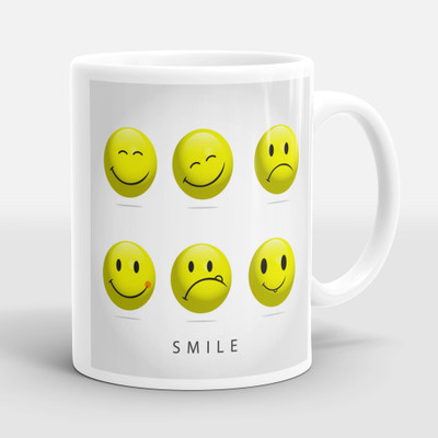 Sublikraft Smile Multi Color Printed Ceramic Coffee Mug(330 ml)