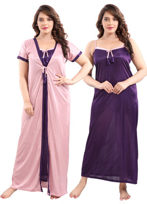 TRUNDZ Pack Of 2 Women Nighty With Robe  (Pink) For Rs. 199 @ 50 %