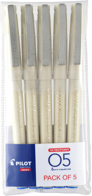 PILOT O5 (Blue- 3, Black-2) Roller Ball Pen(Pack of 5, Ink Color - Multicolor)
