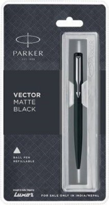 PARKER VECTOR MATTE BLACK CHROME TRIM BALL PEN SET (BLACK) Ball Pen(Ink Color - Blue)