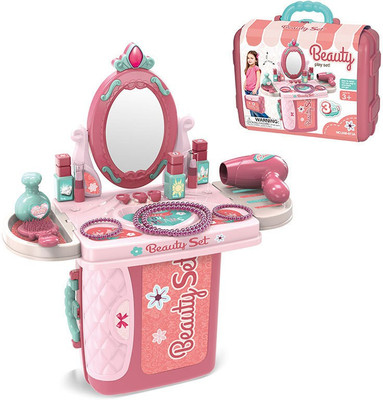 jmv Cosmetic and Beauty Salon Toy Set Play Makeup Toy Kit with Handy Case Gift Set for Little Girls Toddlers Children 21 Pieces