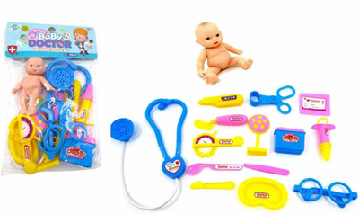 FLICK IN Doctor Play Kit Set for Kids | Multicolor 12pcs Pretend Play Doctor Set With Medical Equipments | Mini Doctor Set toys for 3+ Years Kids,Boys,Girls