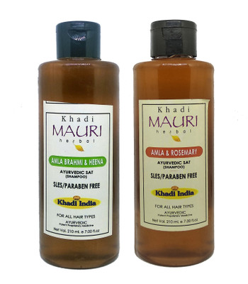 Khadi Mauri Amla Rosemary & Amla Brahmi Heena Shampoo - Pack Of 2(420 ml)