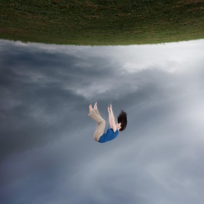 Artzfolio 91.44 cm Surreal Image of a Woman Falling Up Towards Sky Peel & Stick Vinyl Wall Sticker 36inch x 36inch (91.4cms x 91.4cms) Self Adhesive Sticker(Pack of 1)
