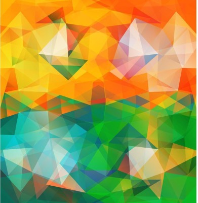 Artzfolio 137.16 cm Multicolor Triangle Mosaic Peel & Stick Vinyl Wall Sticker 54inch x 55.8inch (137.2cms x 141.7cms) Self Adhesive Sticker(Pack of 1)