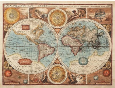 Artzfolio 106.934 cm Image of an Old Map 1626 of the World Peel & Stick Vinyl Wall Sticker 42.1inch x 32inch (107cms x 81.3cms) Self Adhesive Sticker(Pack of 1)