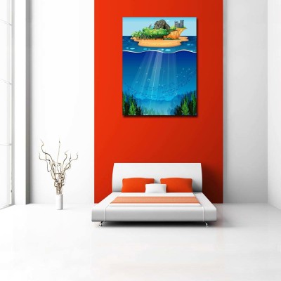 Artzfolio 91.44 cm Underwater Scene With Island On The Top Peel & Stick Vinyl Wall Sticker 36inch x 47.7inch (91.4cms x 121.3cms) Self Adhesive Sticker(Pack of 1)