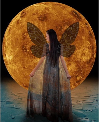 Artzfolio ArtzIce Fairy in Front of Venus Elements D2 Unframed Premium Canvas Painting 20inch x 24.9inch (50.8cms x 63.3cms) Digital Reprint 20.5 inch x 25.4 inch Painting(Without Frame)