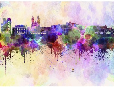 Artzfolio 182.88 cm Prague Skyline, Capital City of The Czech Republic Peel & Stick Vinyl Wall Sticker 72inch x 54inch (182.9cms x 137.2cms) Self Adhesive Sticker(Pack of 1)