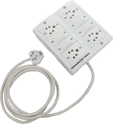 kunal 6 Amp Extension Board with Long Wire 3 Meter (1.5) MM 4 Socket 4 Individual Switches Power Extension Cord 4  Socket Extension Boards(White, 3 m)