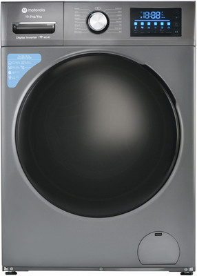 Motorola 10.5/6 kg Smart Wi-Fi Enabled Inverter Technology Washer with Dryer with In-built Heater Grey(105WDIWBMDG)