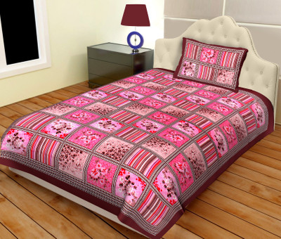 Navkar Creation 120 TC Cotton Single Printed Flat Bedsheet(Pack of 1, Multicolor)