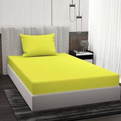 Divine Homes Microfiber Single Flat 170 TC Solid Bedsheet(Pack of 1, Yellow)
